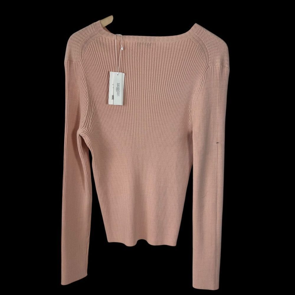 Vince Marled‎ Rib Wool/Cotton Women's Sweater Crew Neck Rosewater Petal Sz XL - Picture 3 of 14